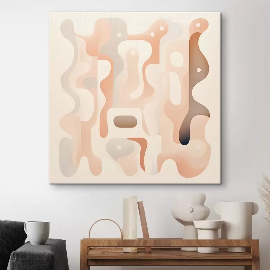  Peintures Une harmonie entre les formes courbes et une palette de couleurs naturelles, dans un style d'illustration d'art contemporain s48845