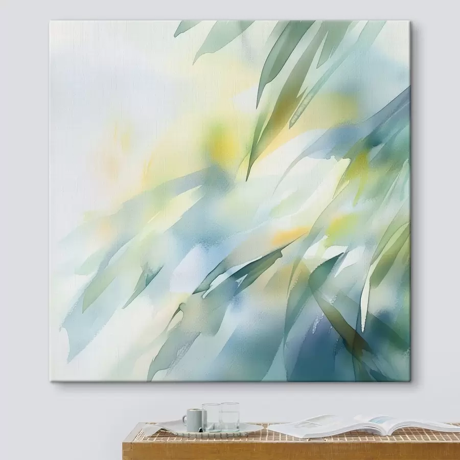  Peintures Des formes naturelles floues et de délicates nuances de turquoise dans un style d'affiche artistique s48850