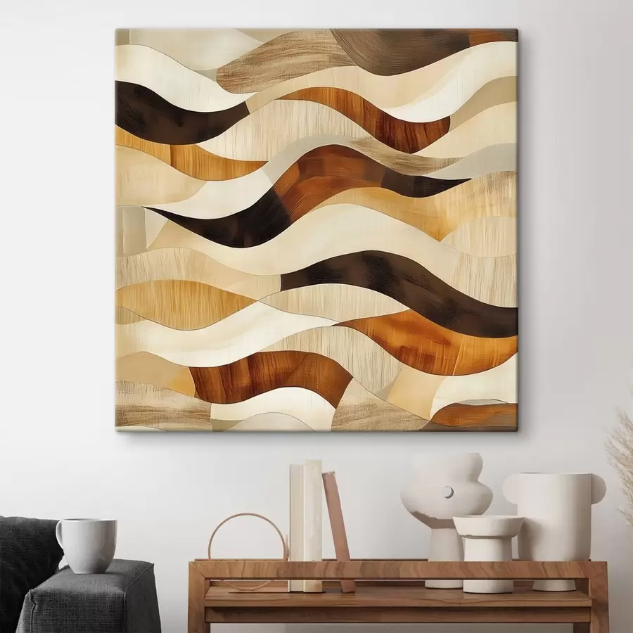  Peintures Une esthétique caractérisée par des lignes organiques et des teintes de bois naturel, dans un style d'affiche artistique s48852