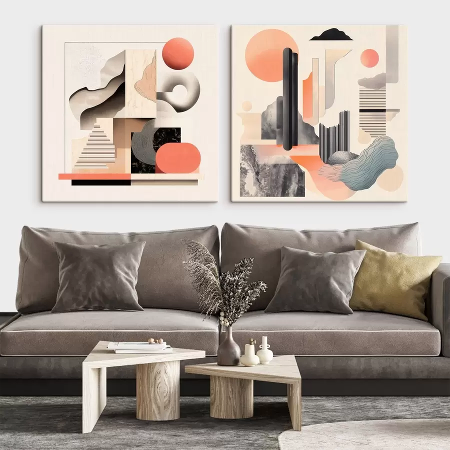 Fotobehang Geometrische abstractie met architectonische elementen in een minimalistische stijl m30348