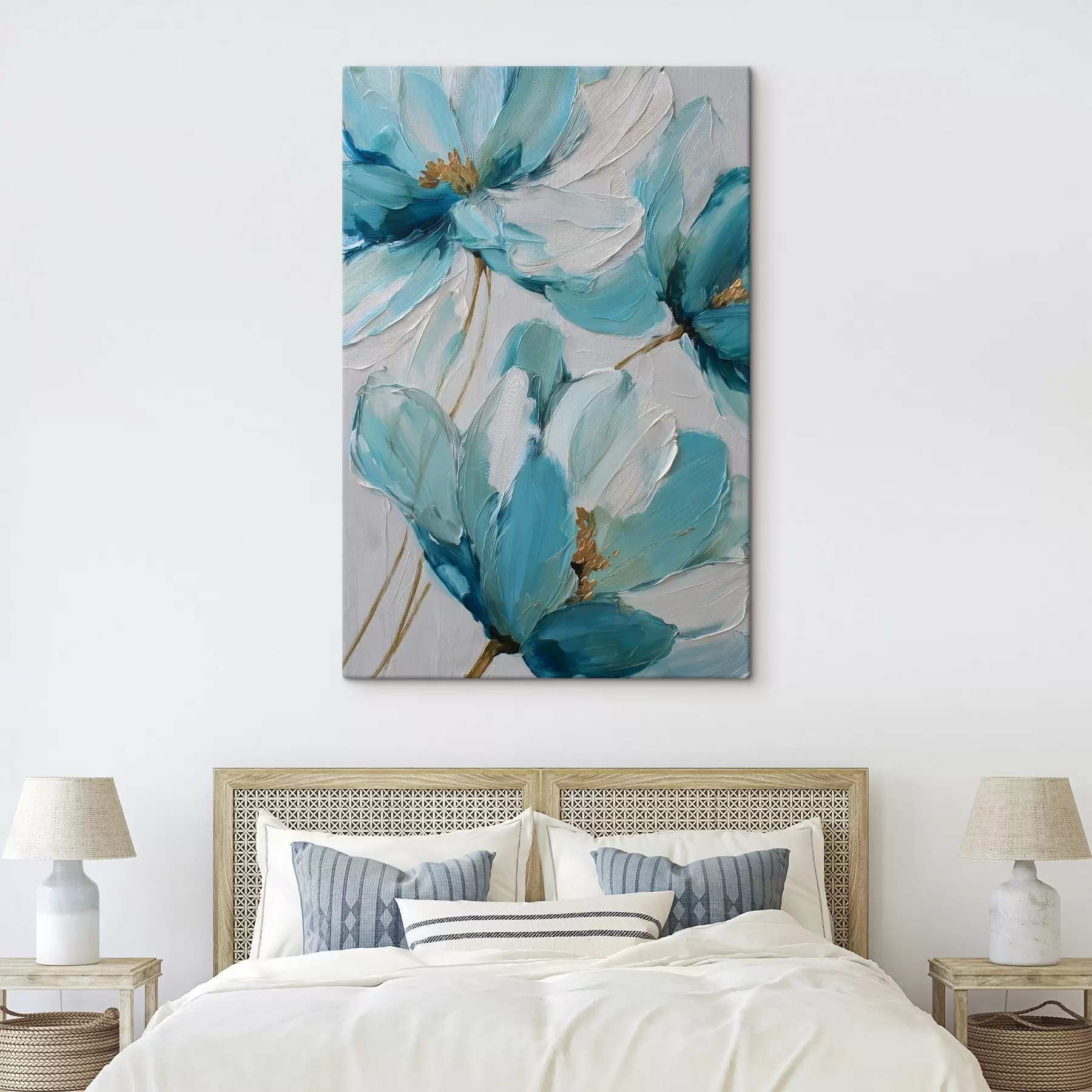  Peintures des fleurs bleues peintes en impasto s48991