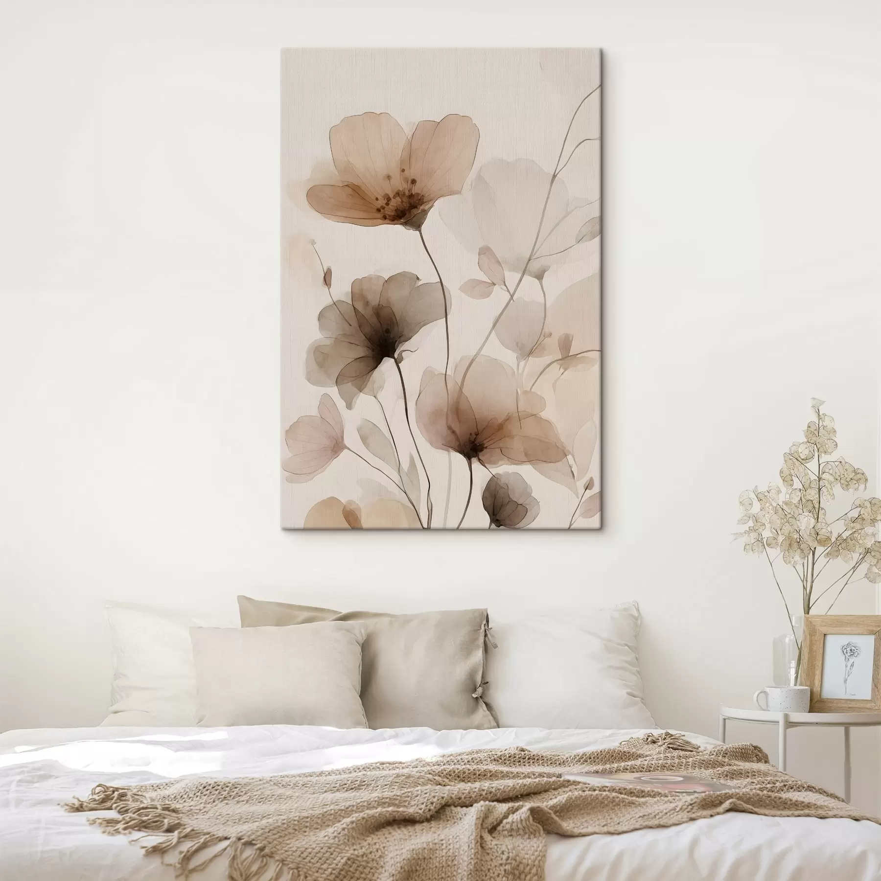  Peintures fleurs à l'aquarelle dans des tons de brun s49006