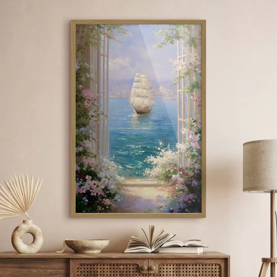 Fotobehang een bloemrijke afbeelding van het schip f49004