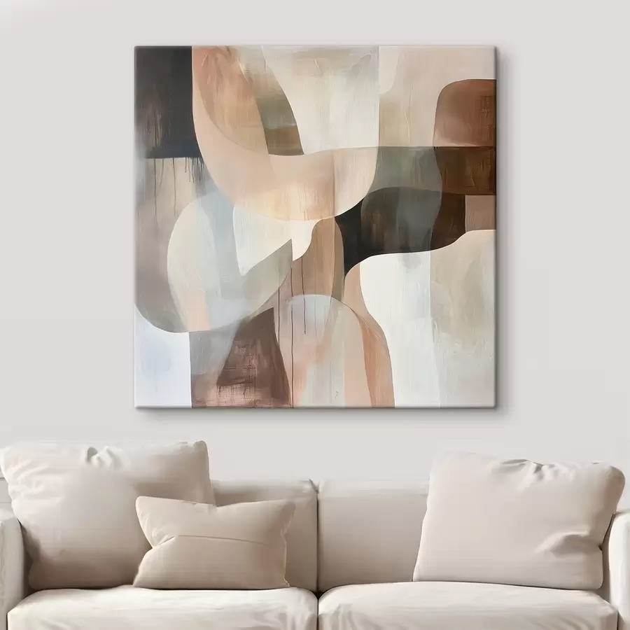  Peintures Composition abstraite dans une palette de tons chauds beige-corail s48859