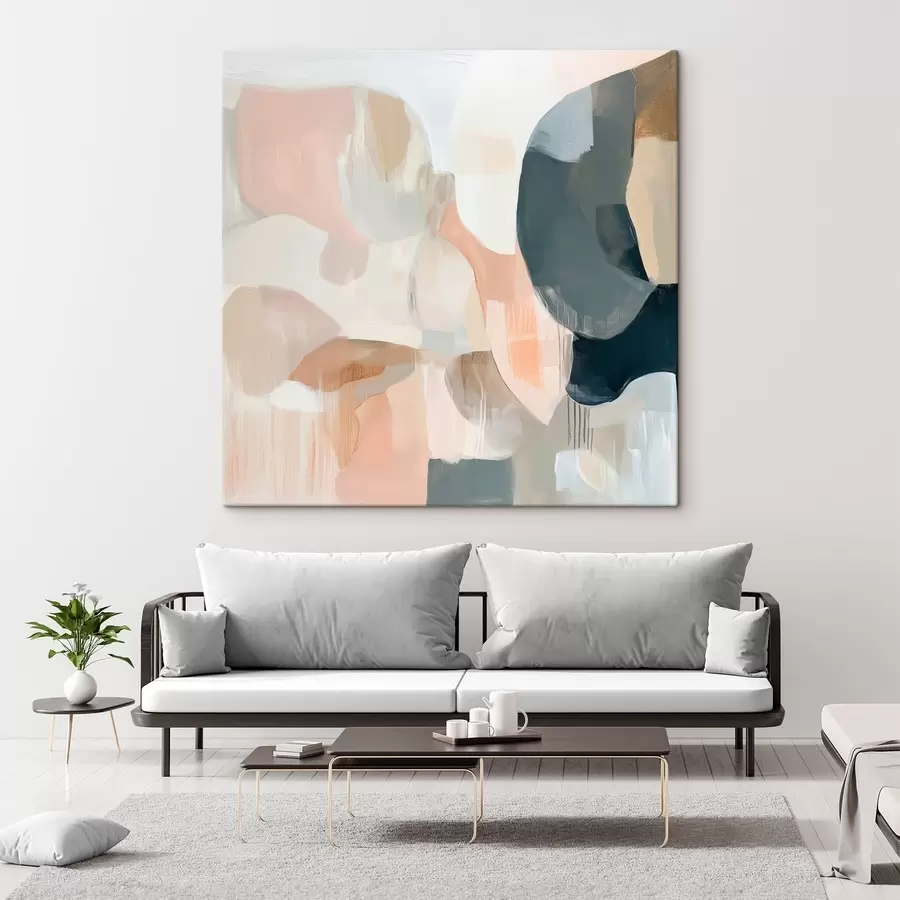  Peintures Composition abstraite dans des tons pastel et bleu foncé, dans un style pictural contemporain s48860