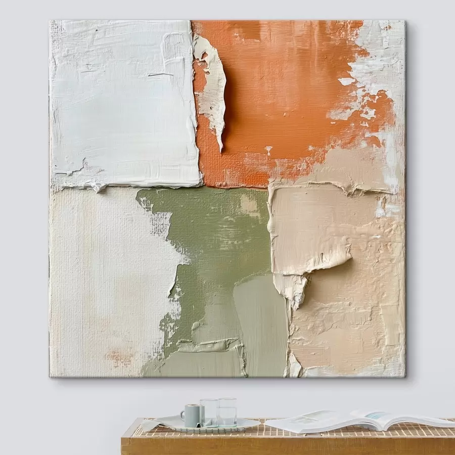  Peintures Une combinaison de nuances d'orange et d'olive dans un style pictural contemporain s48867