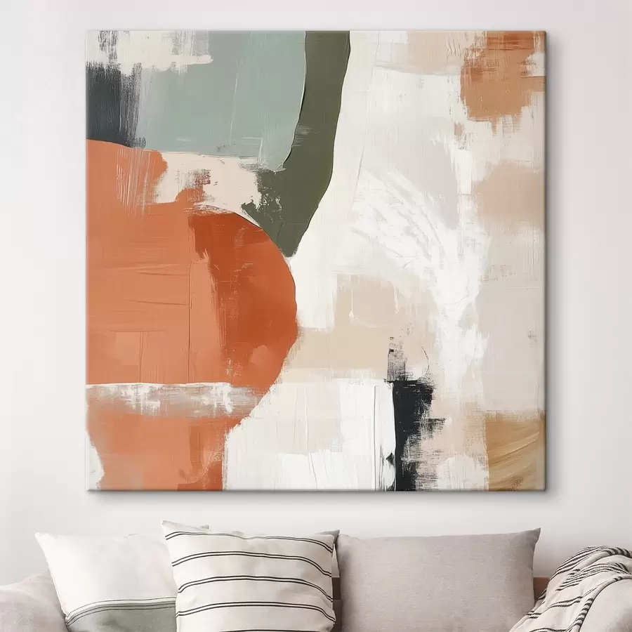  Peintures Une combinaison de formes géométriques et de lignes libres dans un style abstrait contemporain s48868