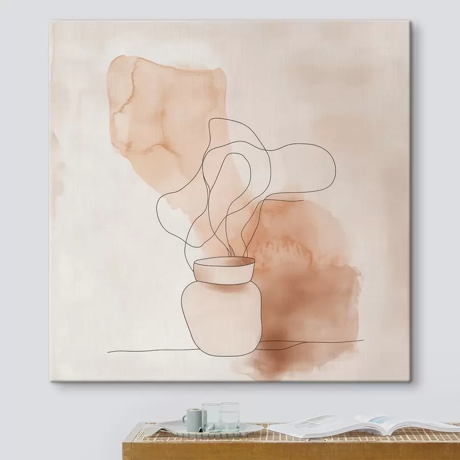  Peintures Composition sobre représentant un vase et des lignes graphiques, dans un style minimaliste s48869