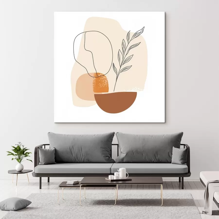  Peintures Nature morte aux accents graphiques et aux formes pastel, dans un style d'art contemporain s48872