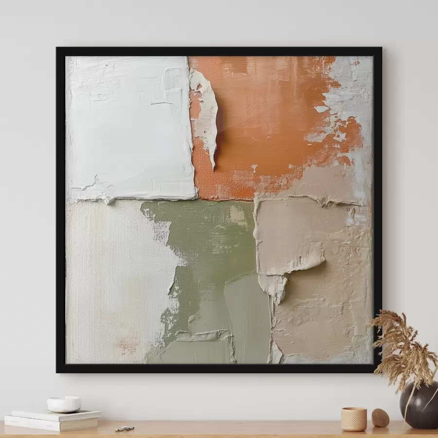 Papier peint photo Une combinaison de nuances d'orange et d'olive dans un style pictural contemporain f48867