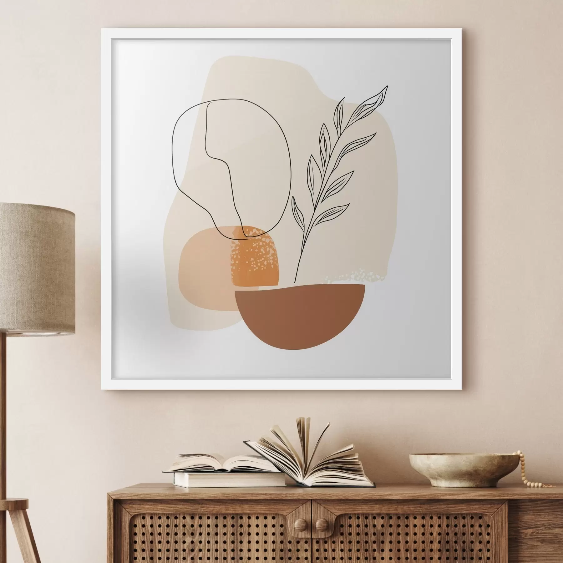 Papier peint photo Nature morte aux accents graphiques et aux formes pastel, dans un style d'art contemporain f48872