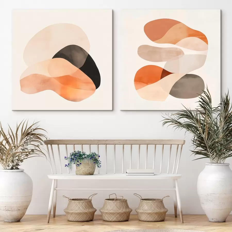  Peintures Composition aux formes douces et arrondies et aux ombres délicates, dans un style d'affiche artistique m30358