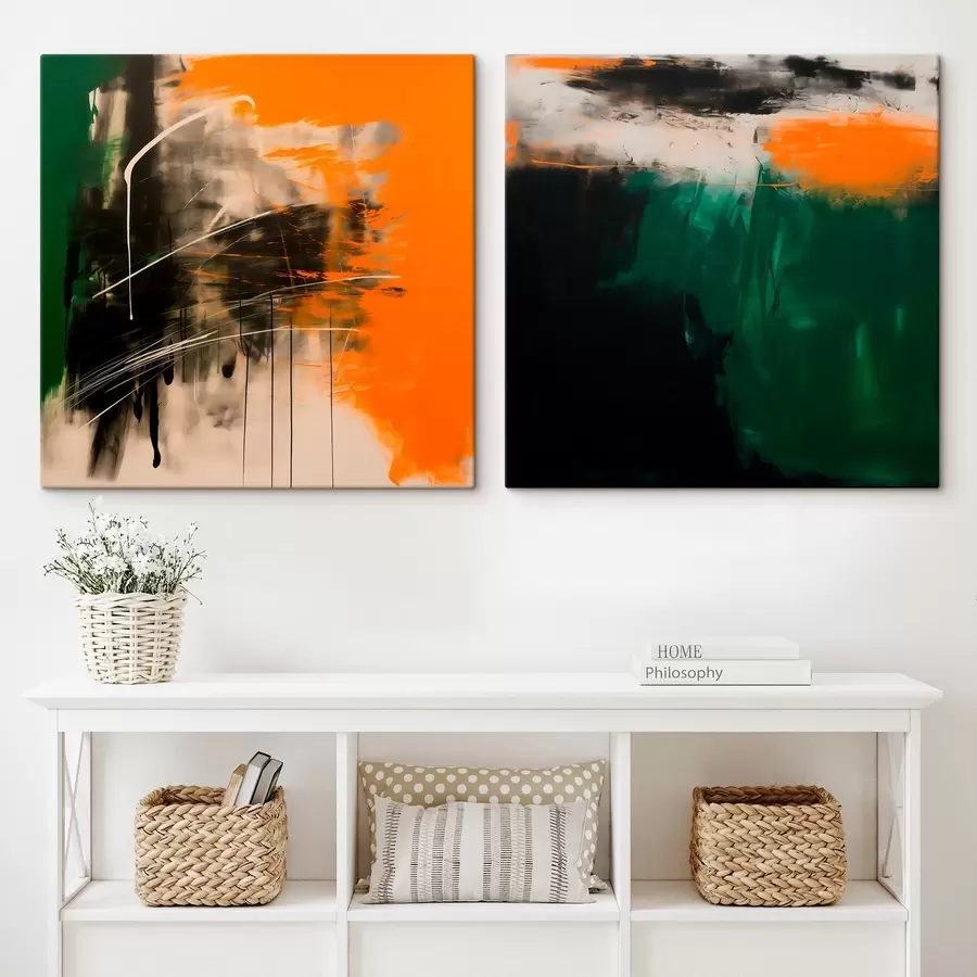  Peintures Composition aux coups de pinceau expressifs et aux tons sombres et profonds, dans un style minimaliste m30359