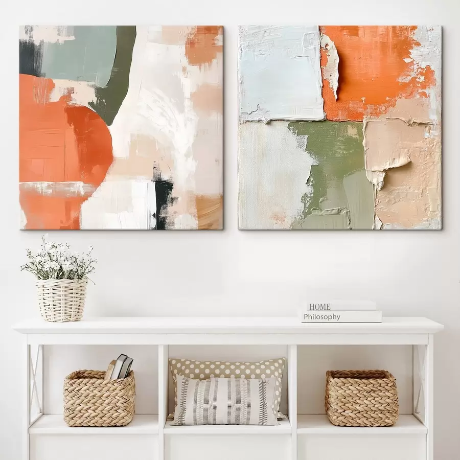  Peintures Abstraction réalisée à l'aide de couches de peinture et de blocs de couleurs contrastées m30360