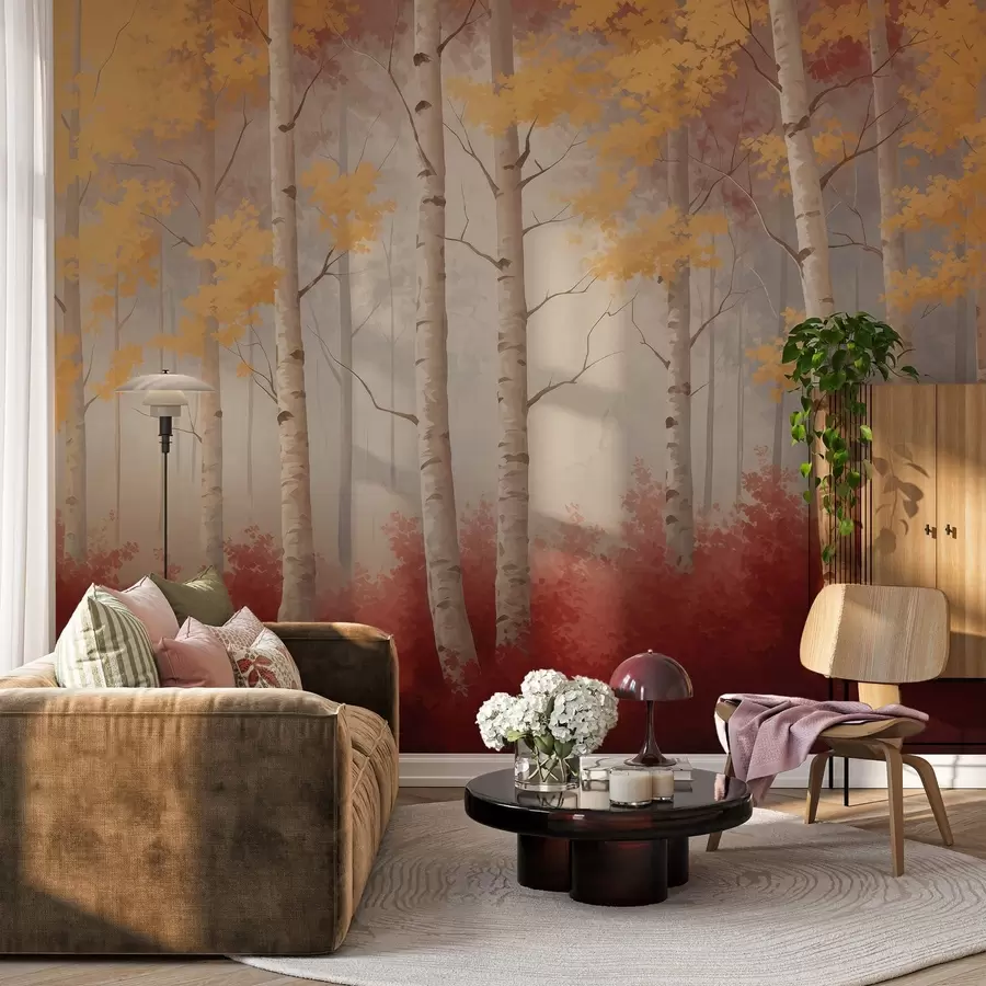 Fotobehang Herfst in de mist w05577