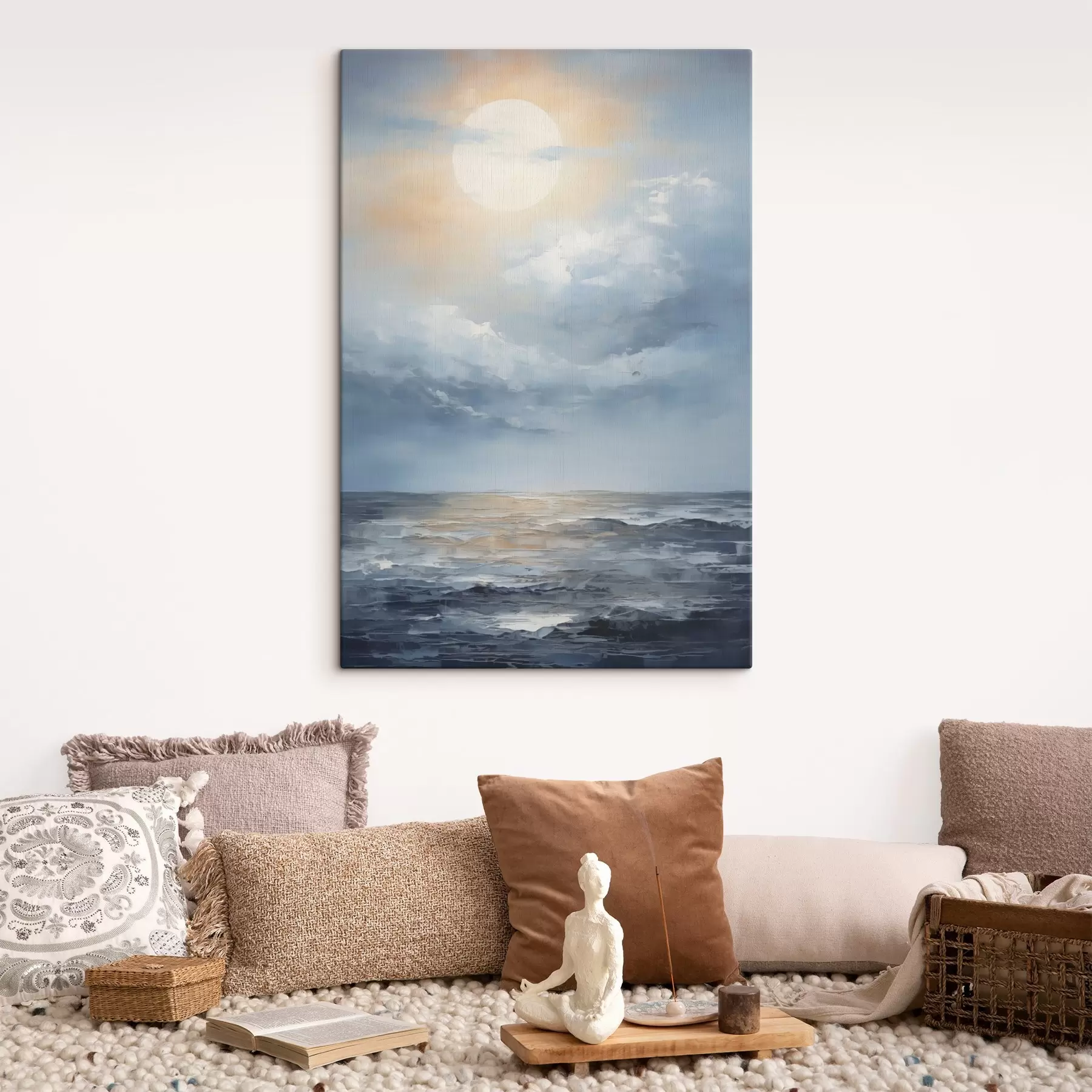  Schilderijen De maan in de wolken boven de zee s49050