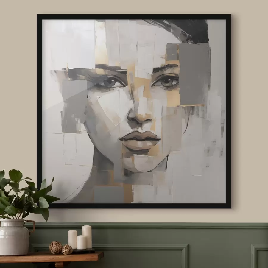 Fotobehang Abstract vrouwelijk portret, imitatie van een schilderij f49056