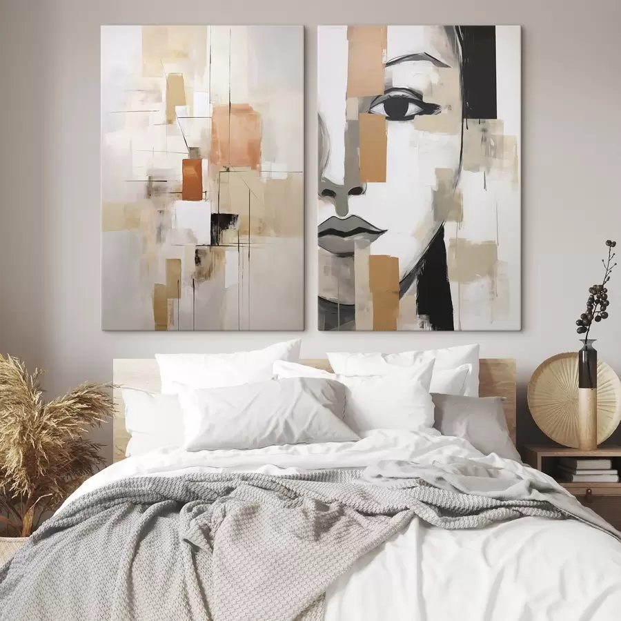  Peintures Imitation de portrait féminin et de peinture abstraite m30440