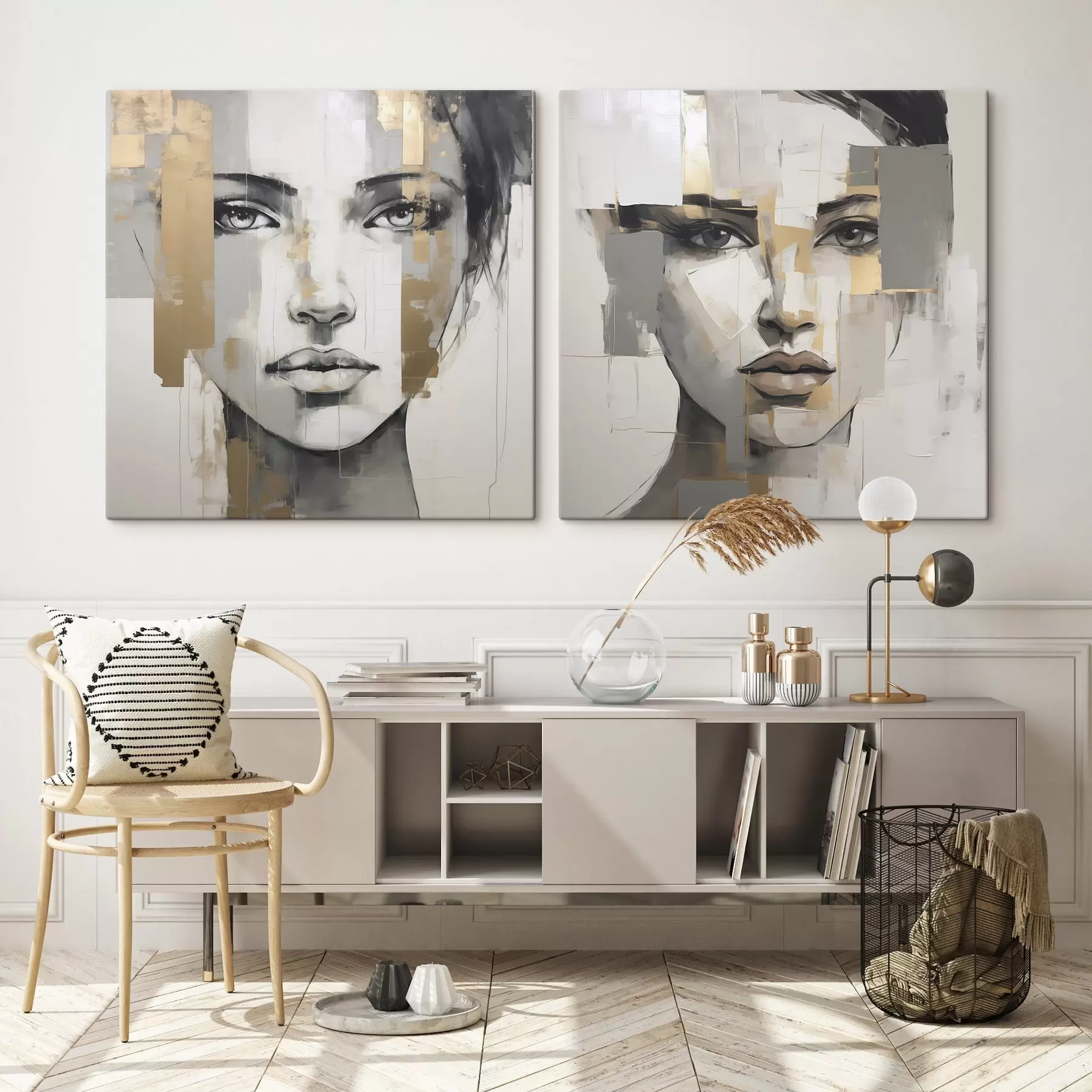  Schilderijen Abstract vrouwelijk portret, imitatie van een schilderij m30441