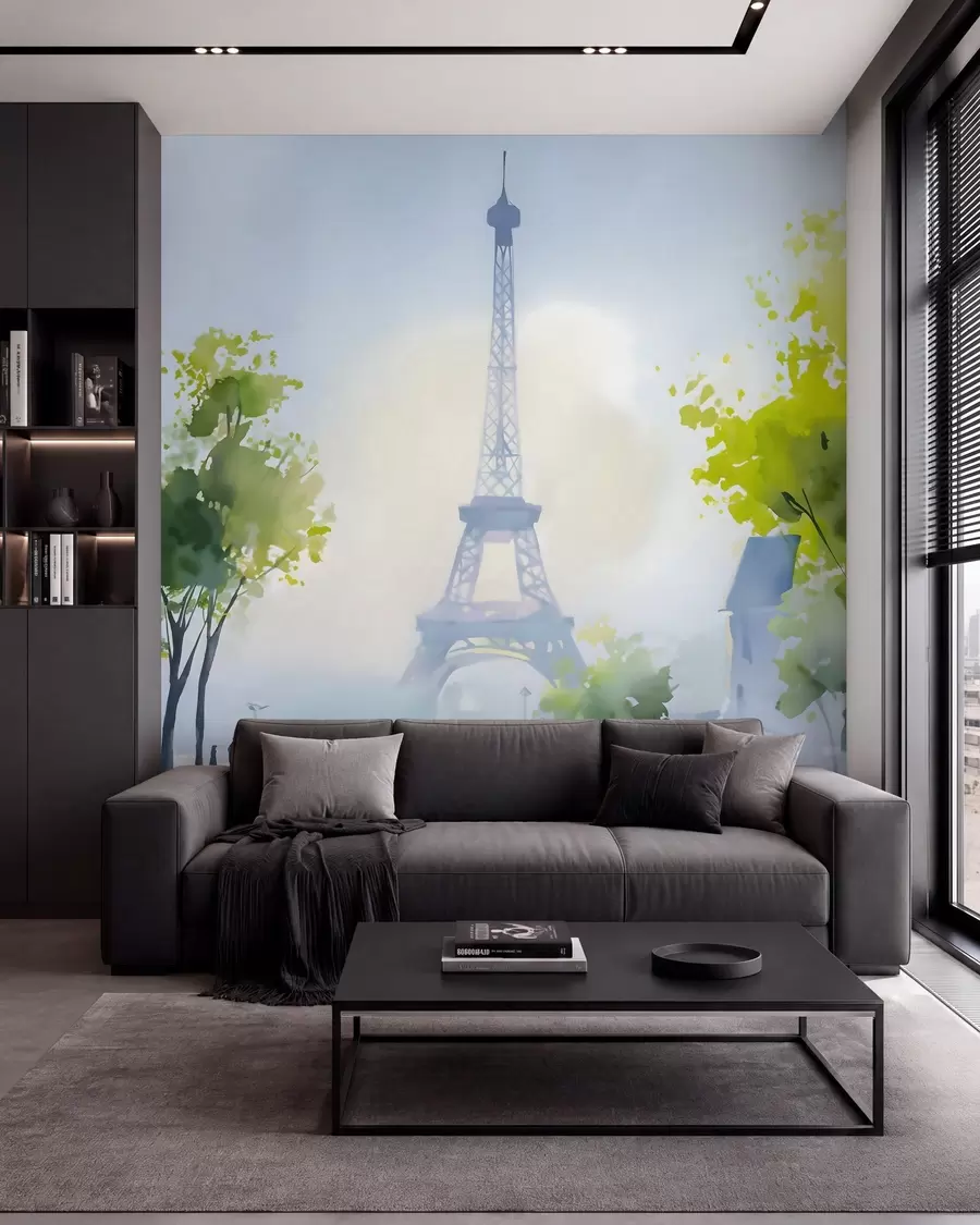 Fotobehang Parijs, een stadsgezicht in aquarelstijl à la prima w05566