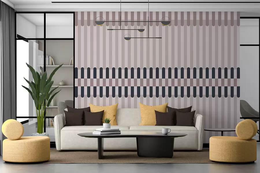Fotobehang Gestreepte motief in crèmekleurige en donkerblauwe tinten w05150v2