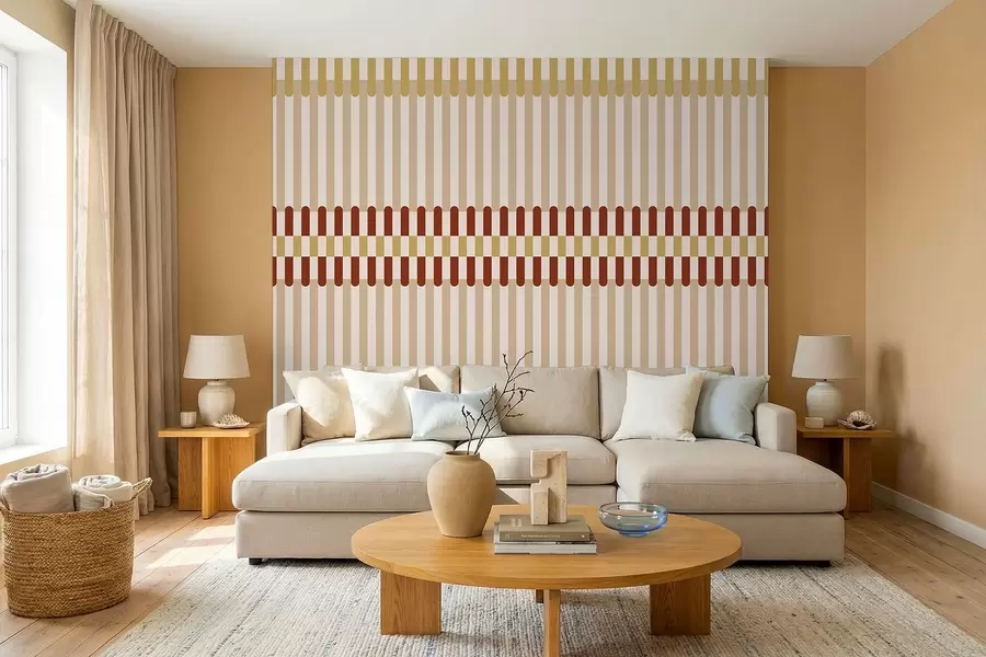 Fotobehang Gestreepte motief in beige- en terracottatinten w05150v3