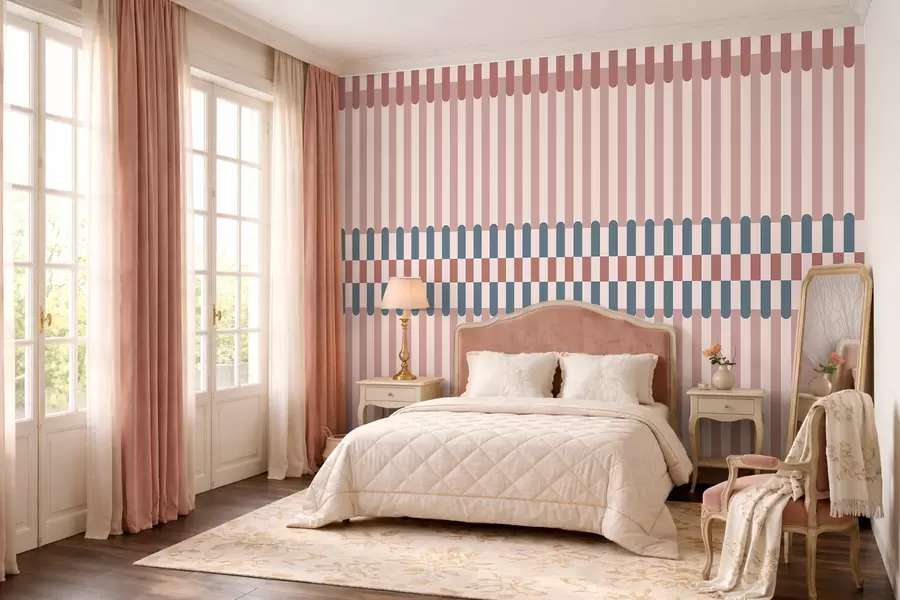 Fotobehang Gestreepte motief in roze en blauwe tinten w05150v5