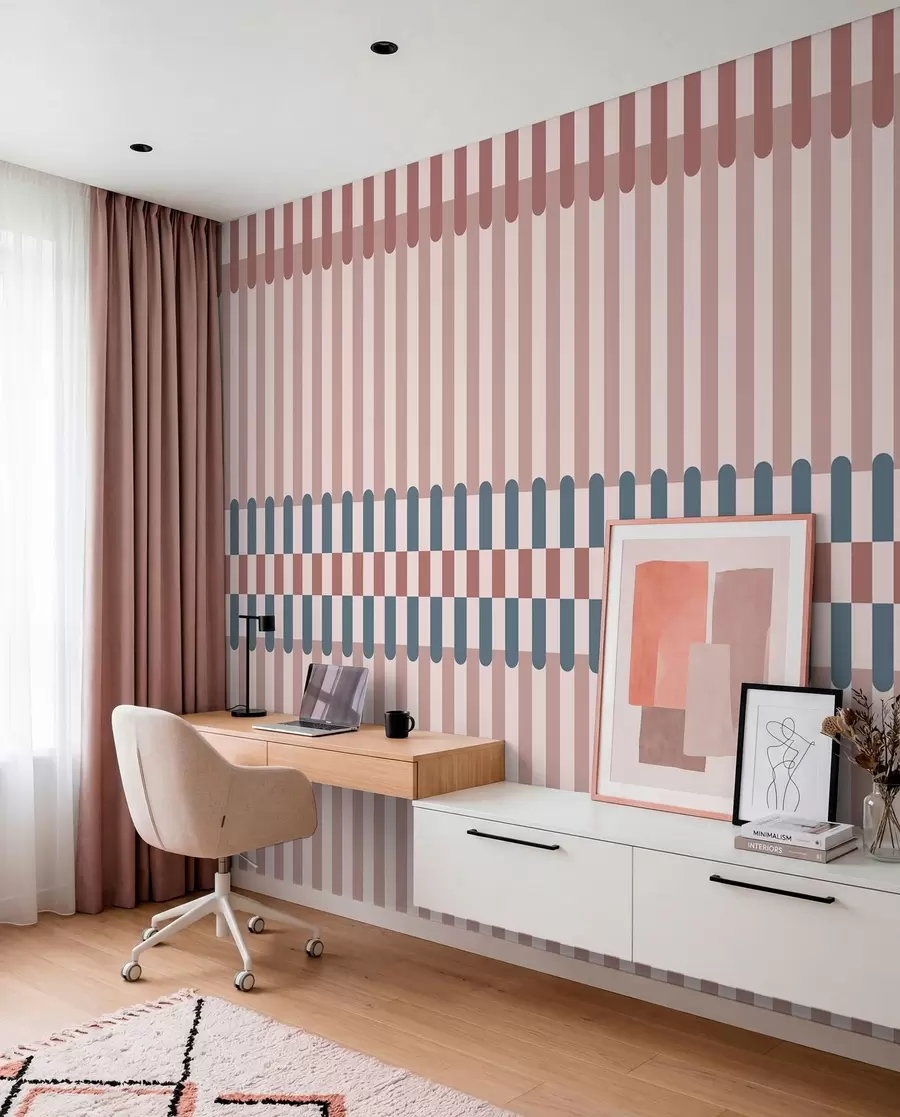 Fotobehang Gestreepte motief in roze en blauwe tinten w05150v5
