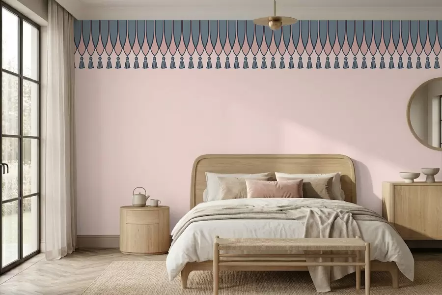 Fotobehang Sierrand met kwastjes in roze en blauwe tinten w05544