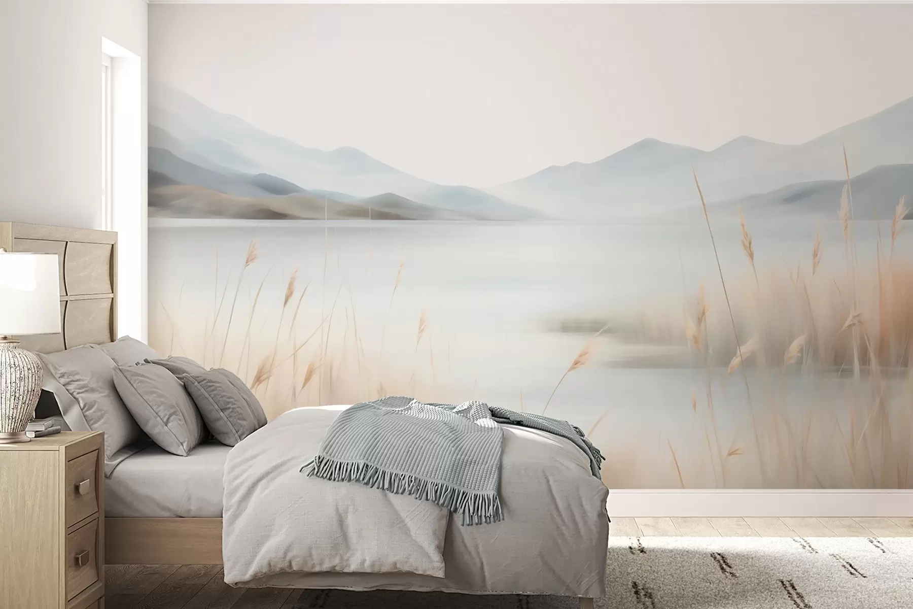 Papier peint photo Paysage abstrait de montagnes et d'un lac w05584
