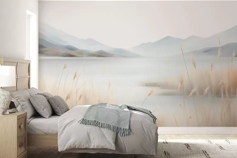 Papier peint photo Paysage abstrait de montagnes et d'un lac w05584