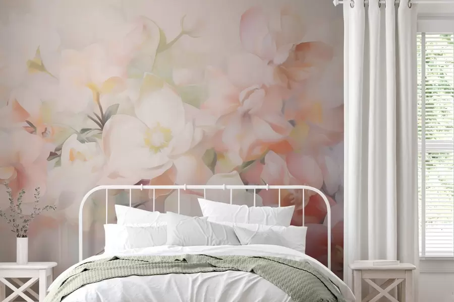 Fotobehang Fijne abstracte bloemen, geïnspireerd op schilderijen w05594