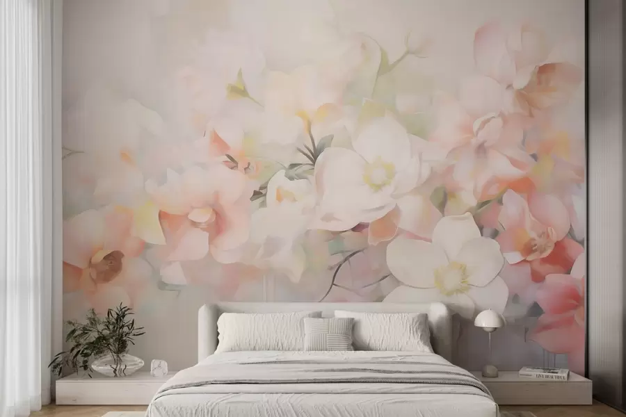 Papier peint photo Fleurs abstraites délicates, imitation de peinture w05594