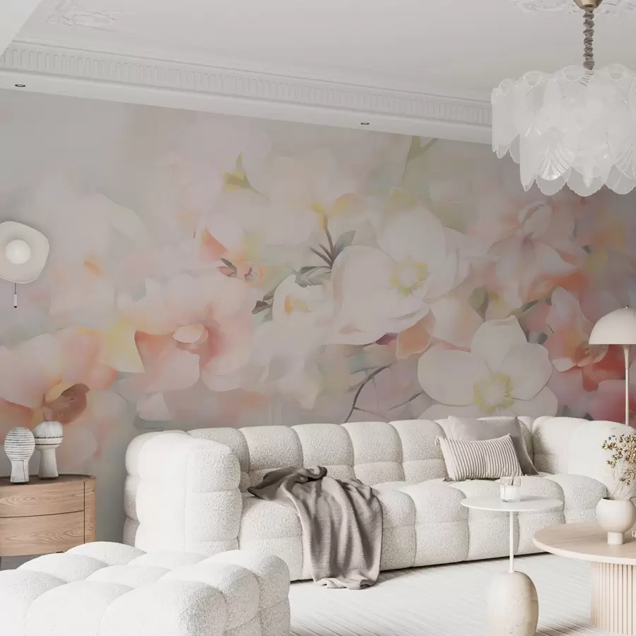 Fotobehang Fijne abstracte bloemen, geïnspireerd op schilderijen w05594