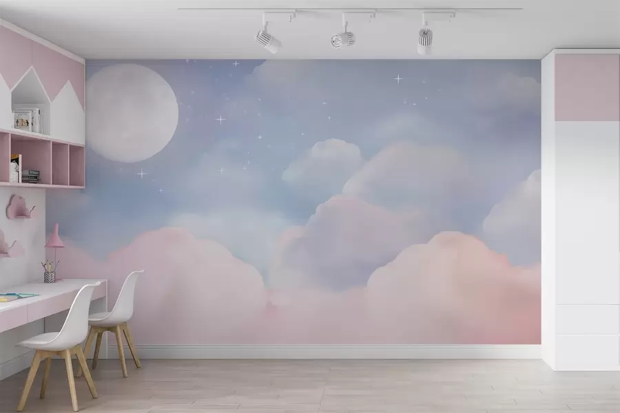 Fotobehang De maan aan de hemel w05595