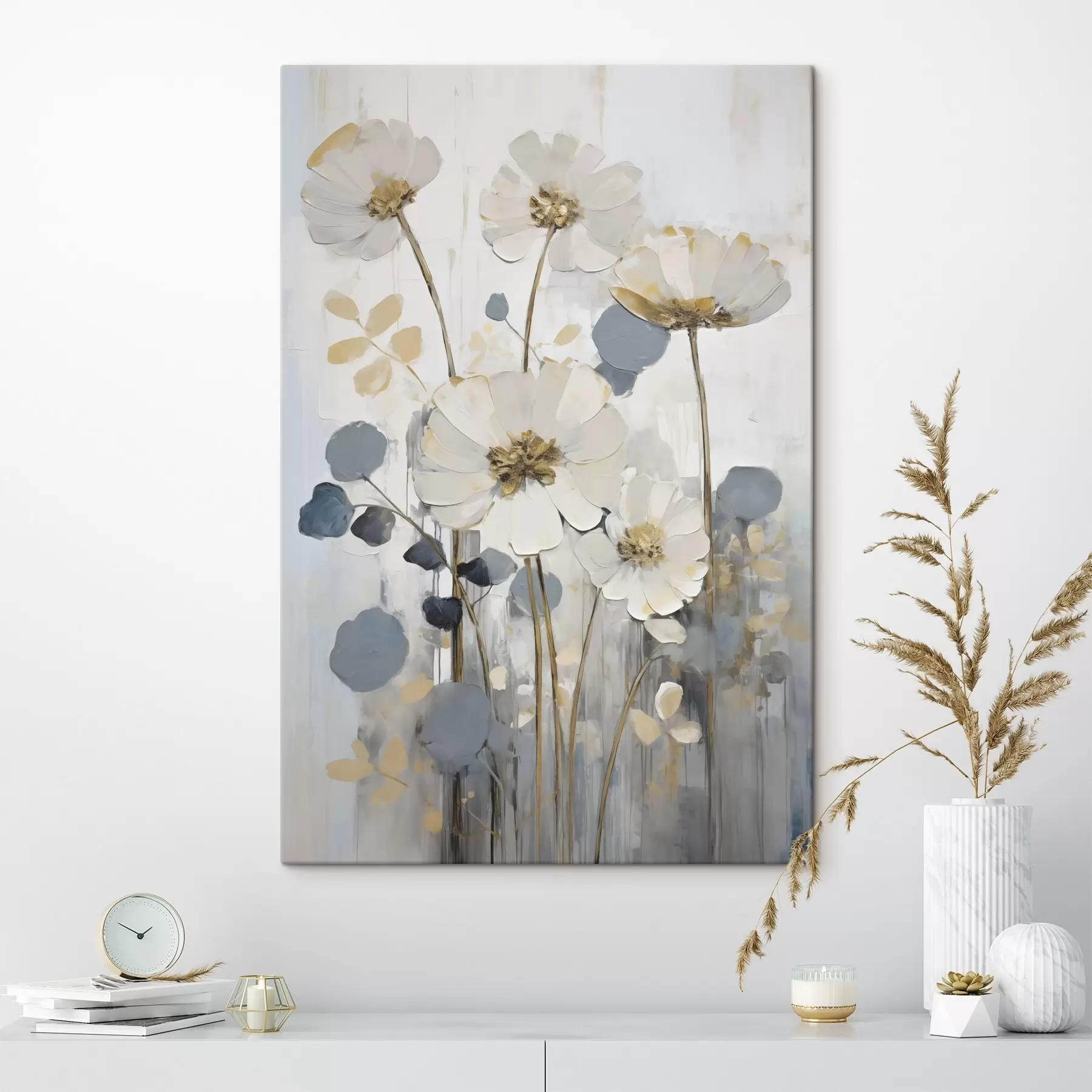 Schilderijen Abstracte bloemen imitatie van schilderkunst s49073