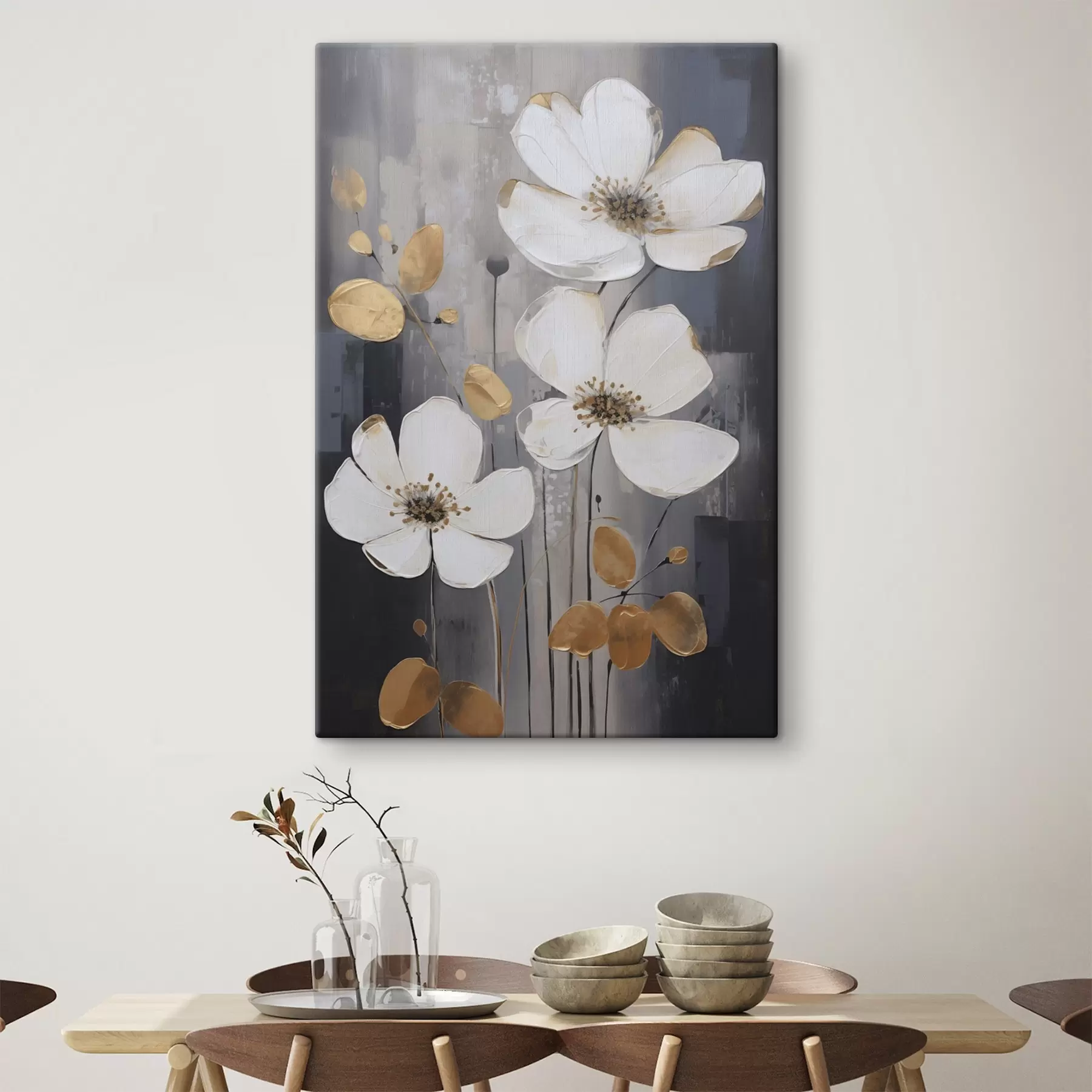  Schilderijen Abstracte kunst met bloemen, geïnspireerd op de schilderkunst s49077