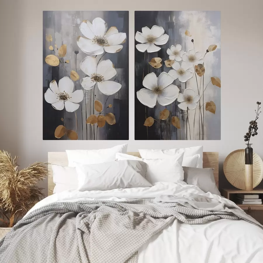 Fotobehang Abstracte kunst met bloemen, geïnspireerd op de schilderkunst m30452