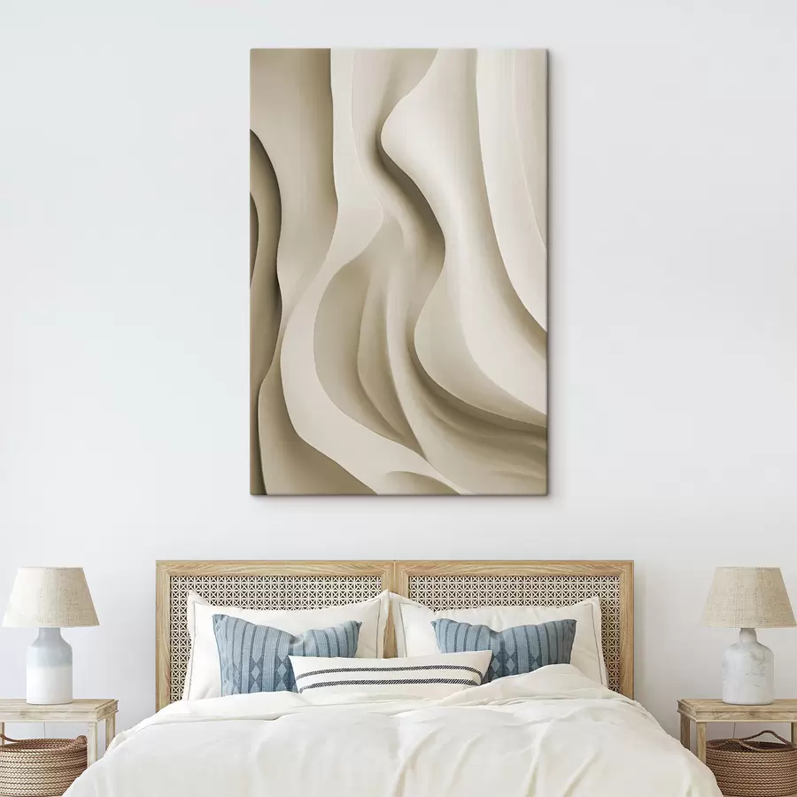  Schilderijen Abstracte beige golvende vormen met vloeiende rondingen, moderne minimalistische kunst s49150