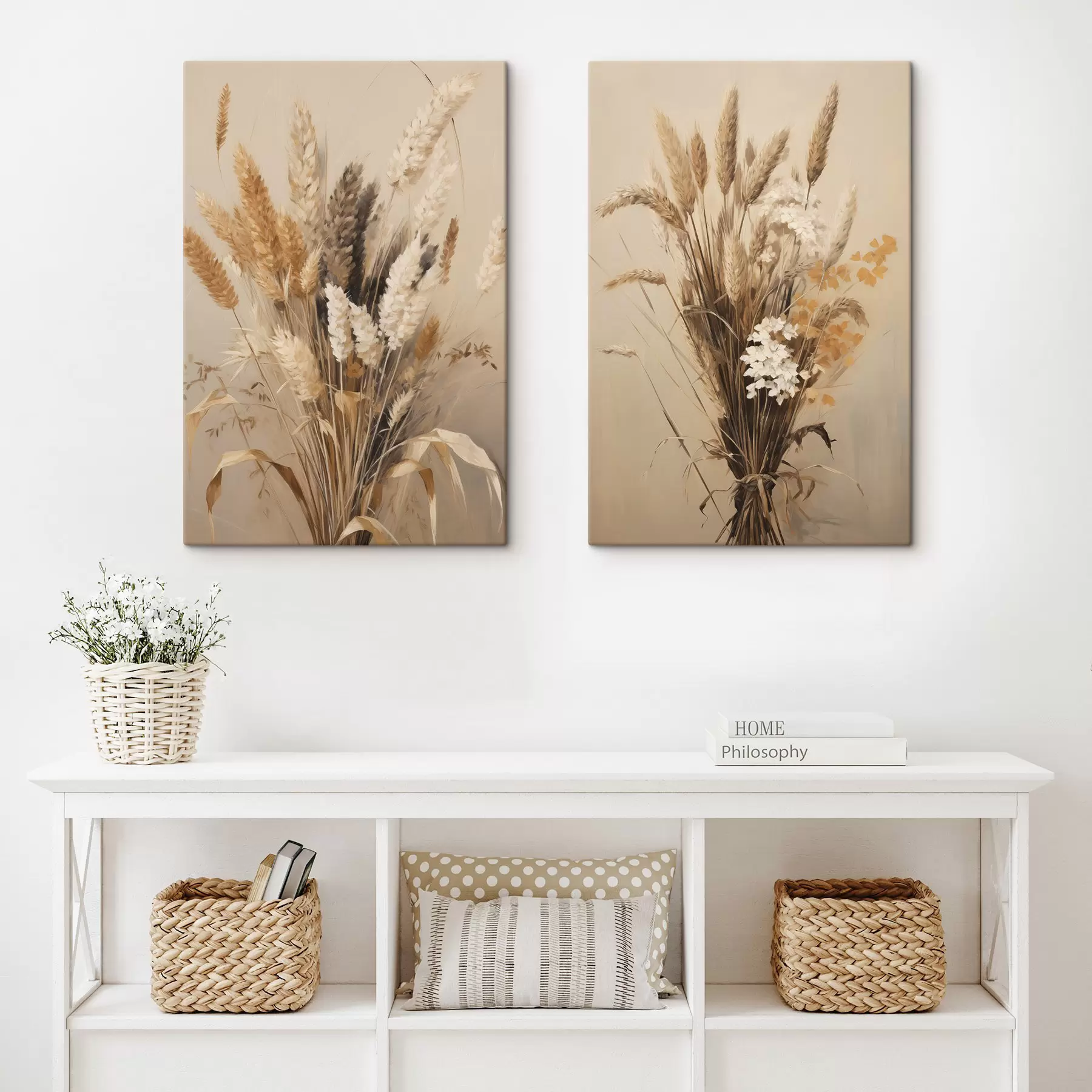 Peintures Blé séché et herbe de la pampa dans diverses nuances de beige et de brun m30478