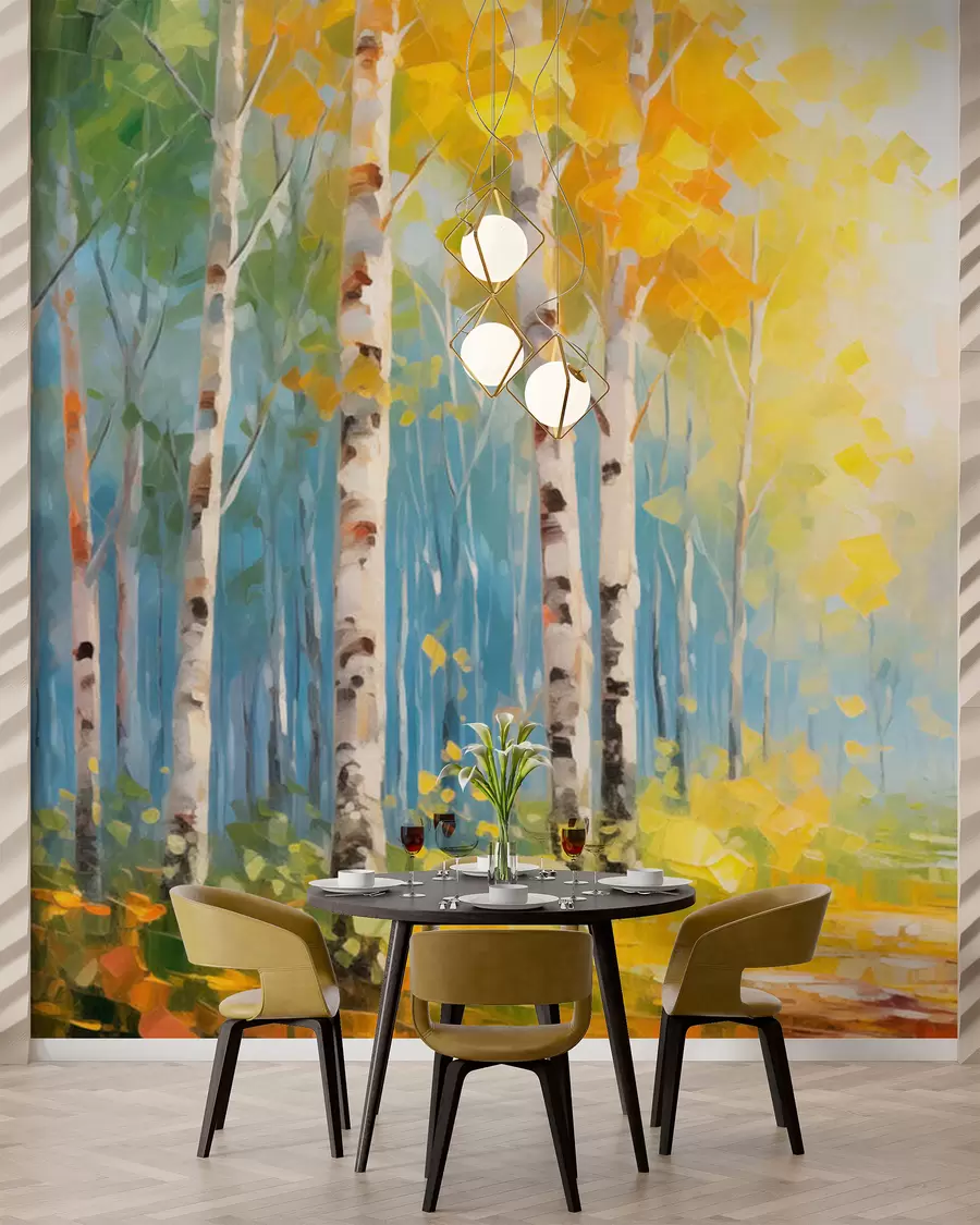 Papier peint photo Arbres, bouleaux w05620