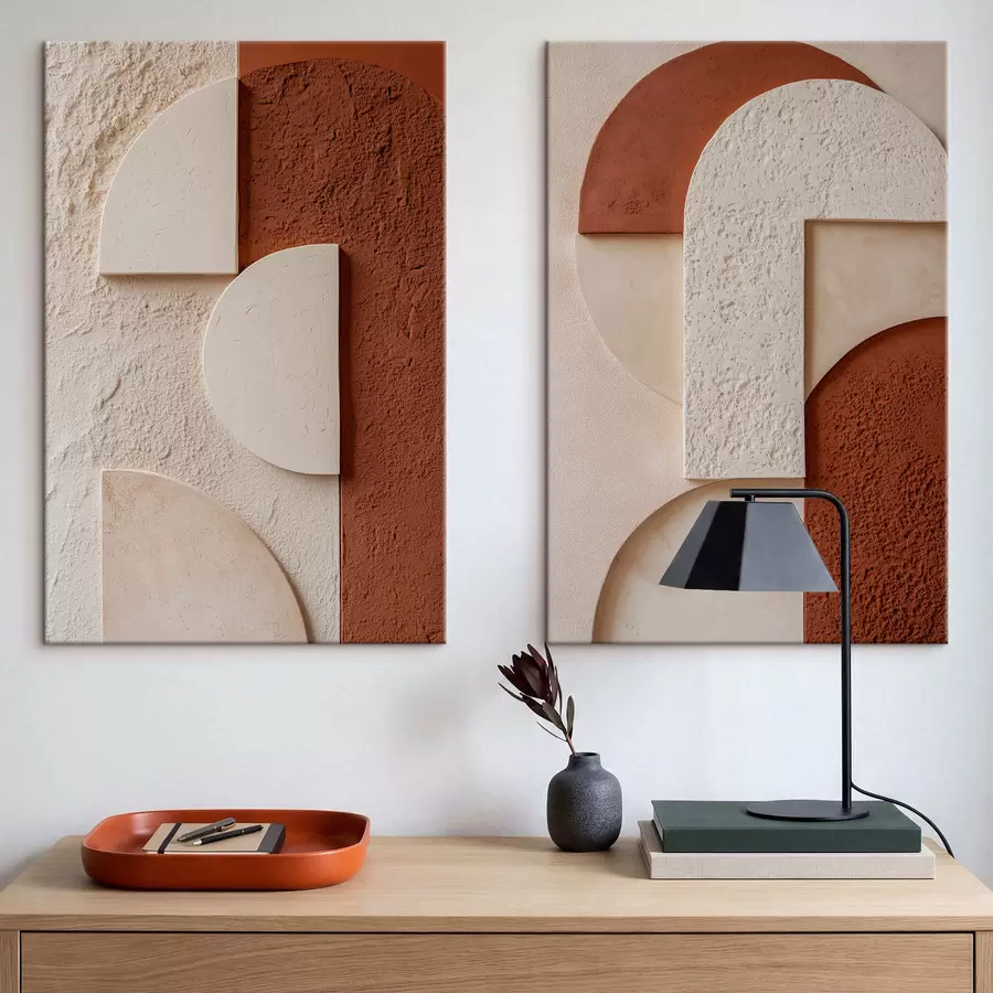  Peintures Formes géométriques en relief texturé m30487