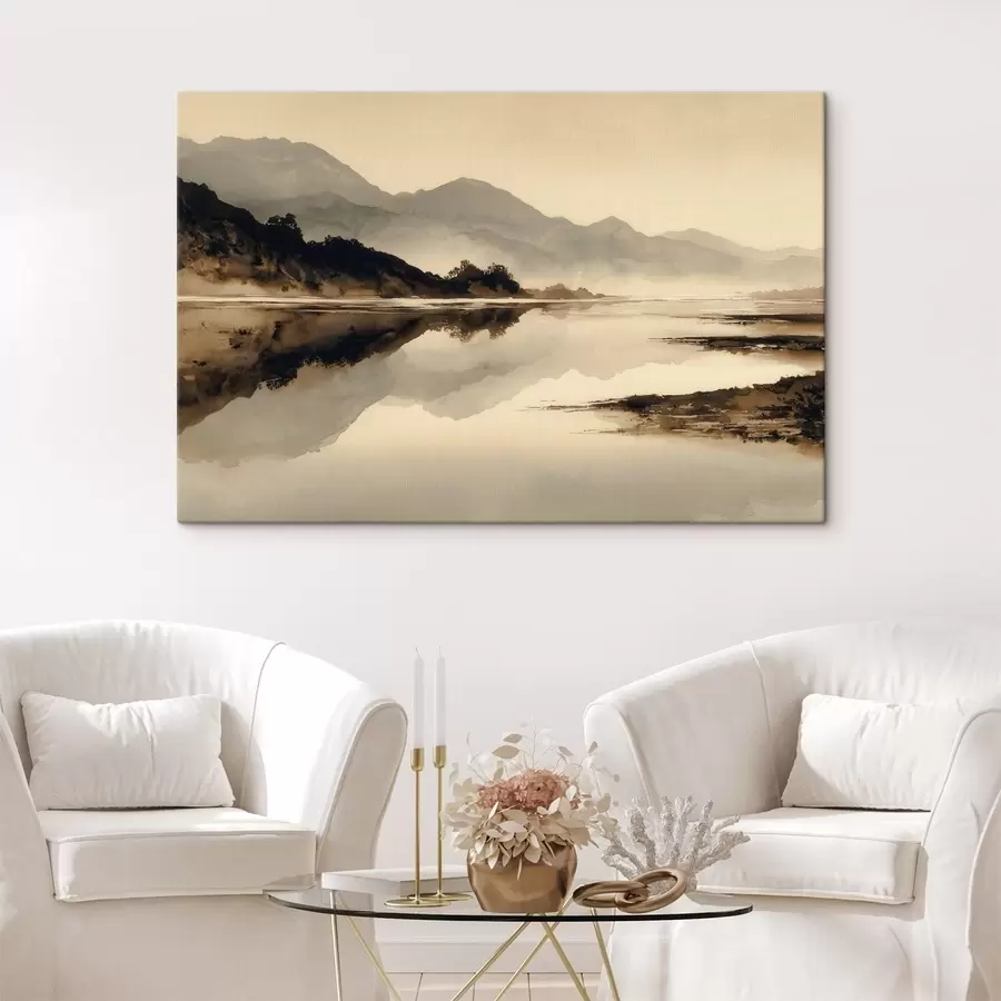  Peintures Paysage montagneux serein avec reflet dans l'eau s49185
