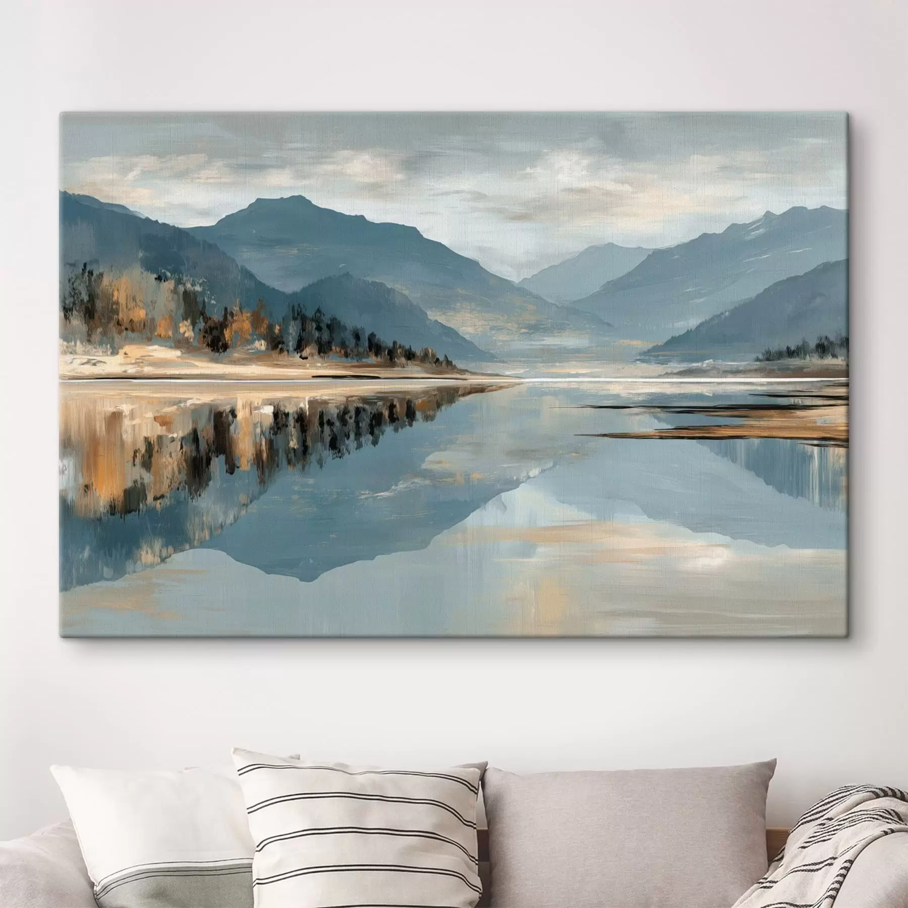  Peintures Lac de montagne aux douces nuances de bleu s49187