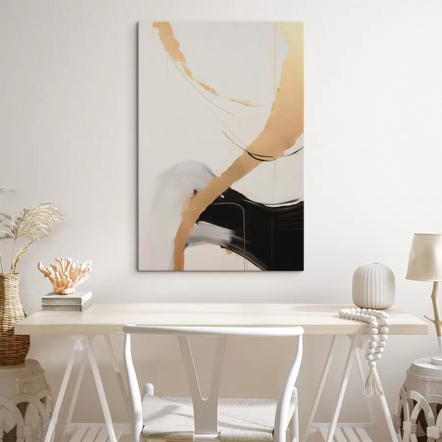  Peintures Traits abstraits dans des tons beiges et noirs s49189