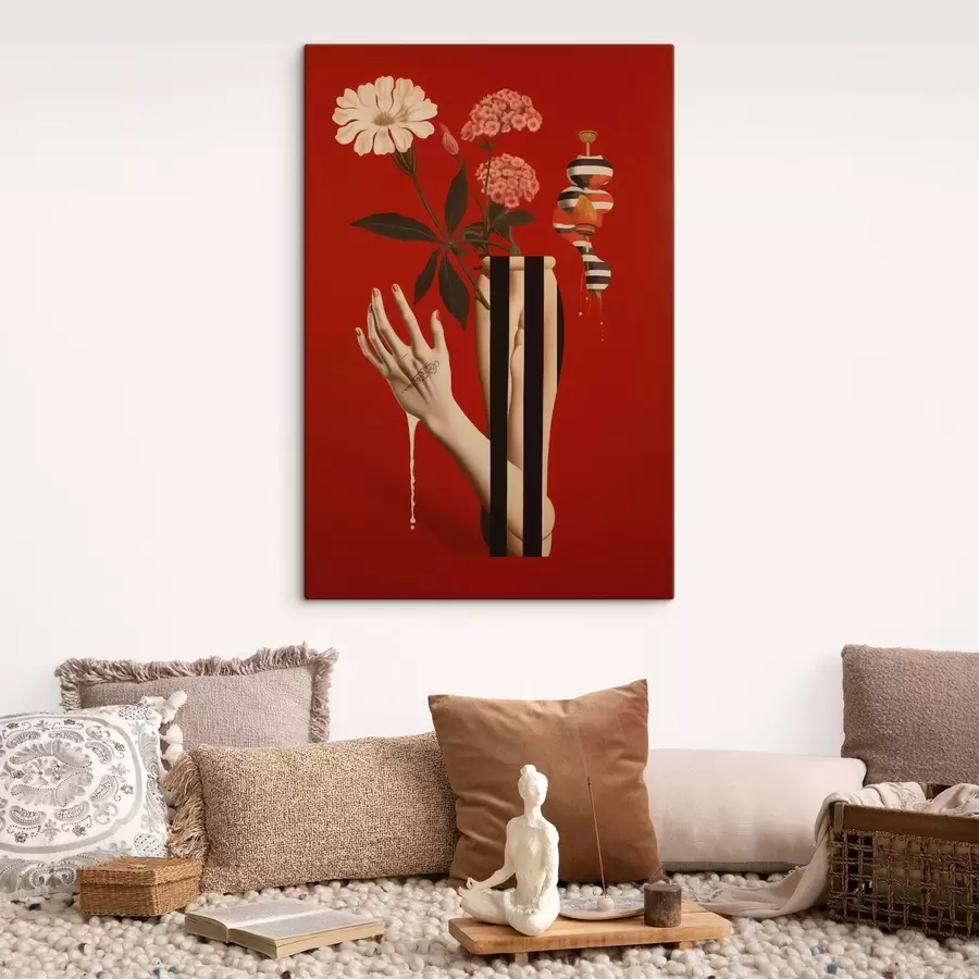  Schilderijen Abstracte compositie met vaas en bloemen s49192