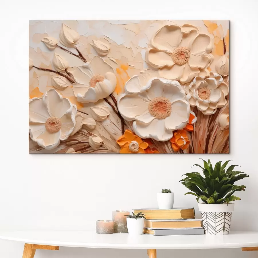  Peintures Fleurs pâles texturées, dessinées à l'aide de traits superposés s49193
