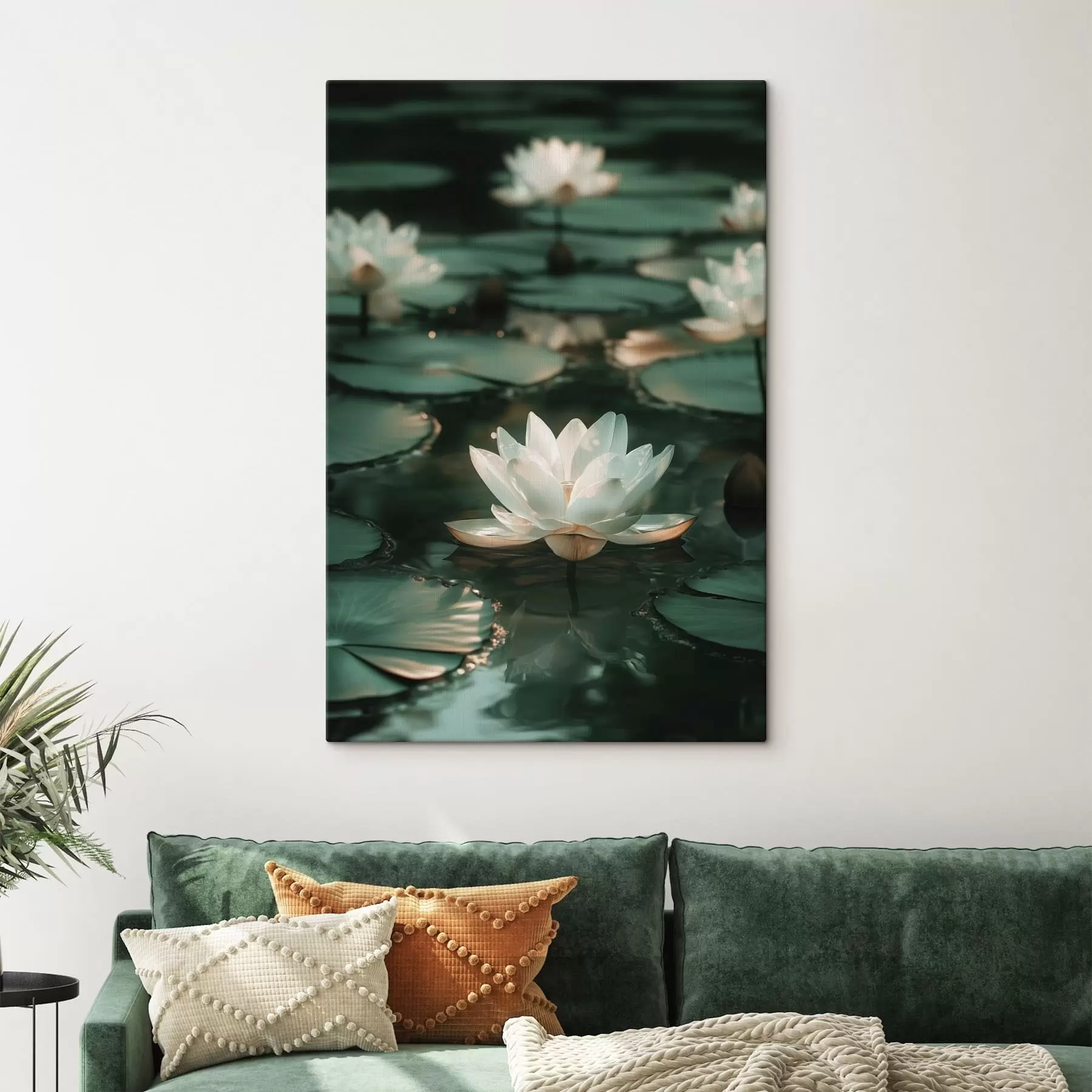  Peintures Des fleurs de lotus pâles sur une eau sombre s49197