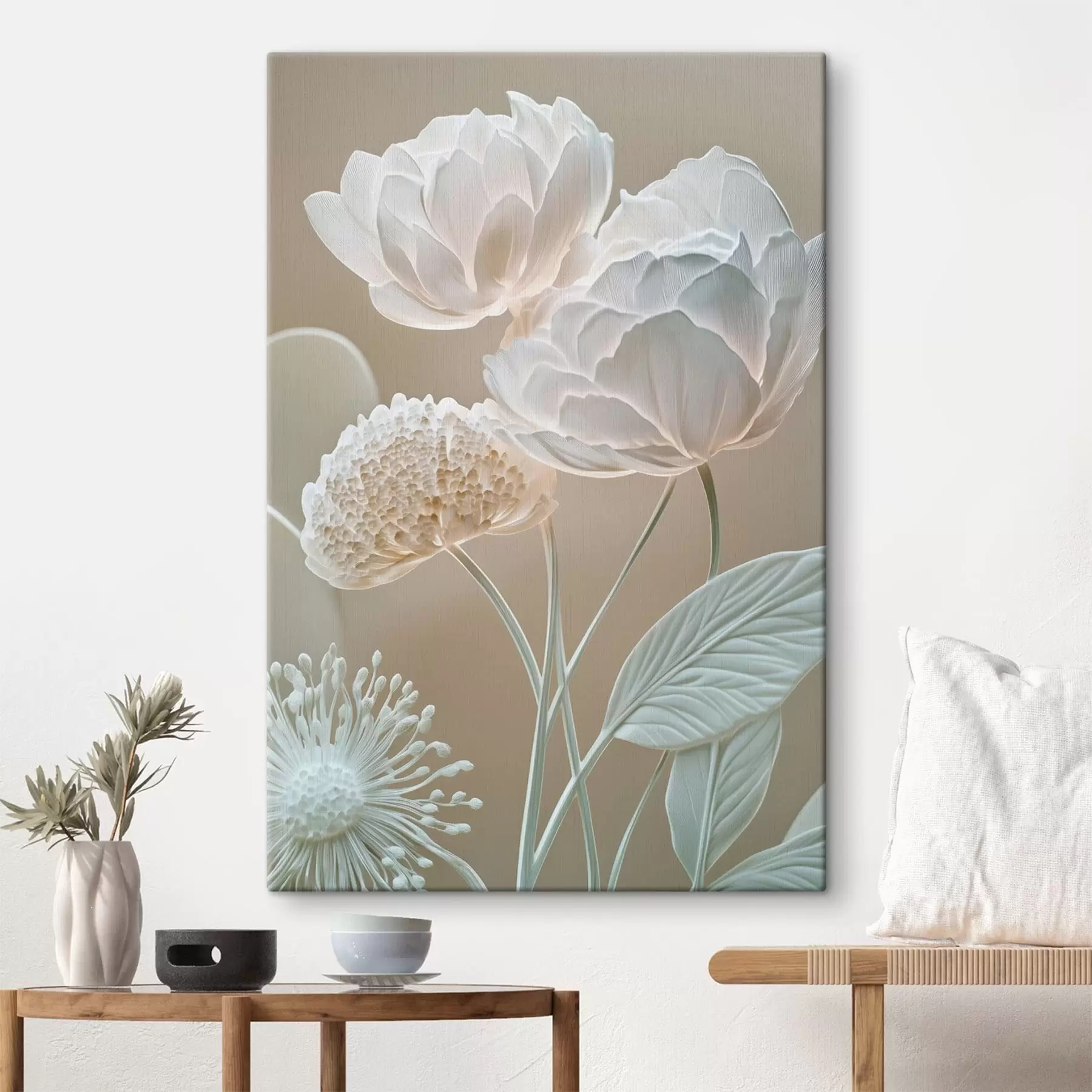  Schilderijen Lichte bloemen met een fijne bloembladtextuur s49209