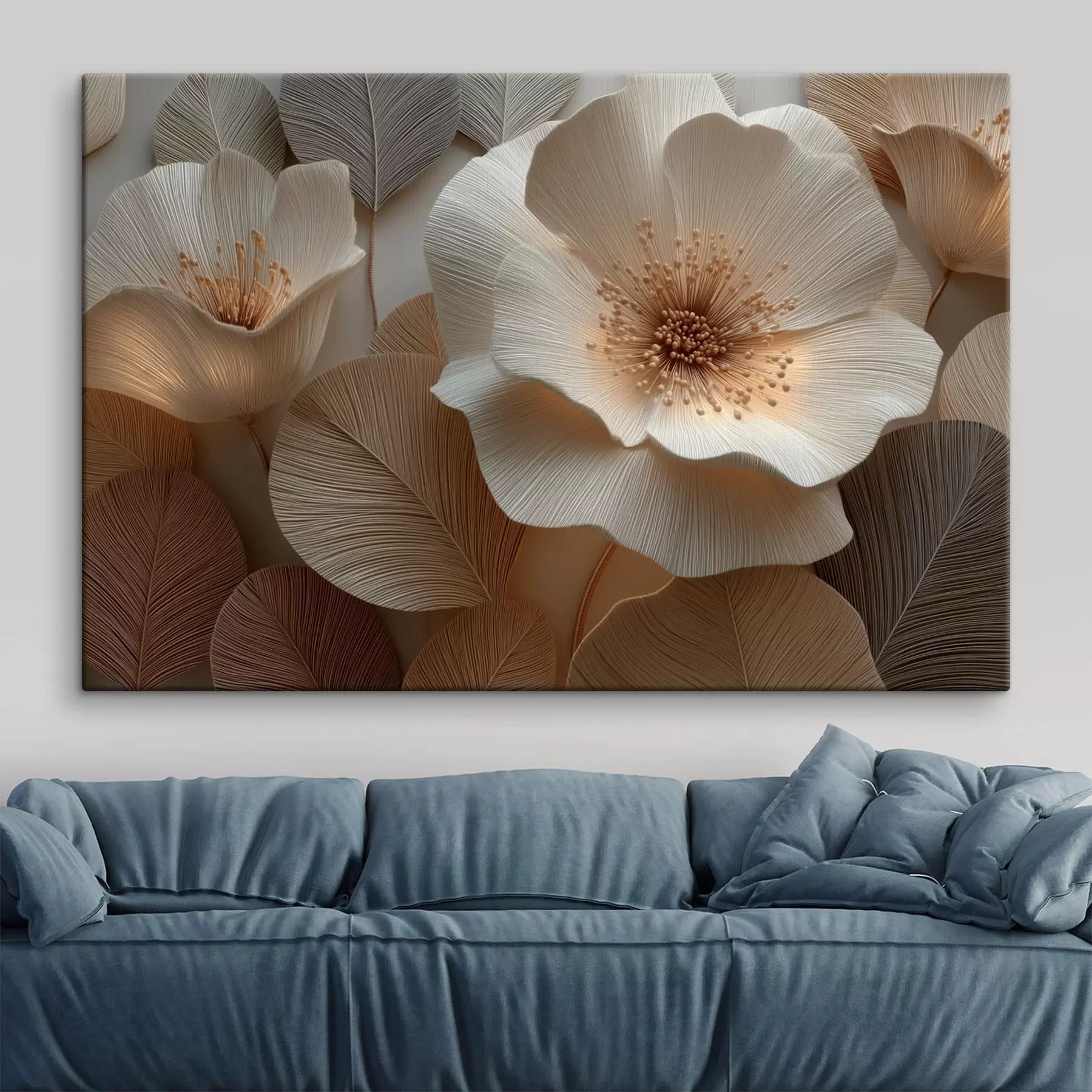  Peintures Des fleurs et des feuilles superposées dans des tons chauds s49218